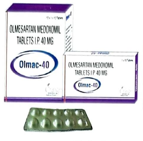 Olmac 40mg Tablets, for Hypertension, Low Blood Pressure, Heart Attack/Kidney Problems, Packaging Type : Alu Alu