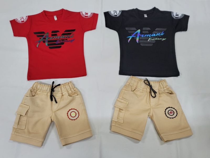 Half Sleeve Boys Casual T-Shirt Shorts Set, Color : Multicolor