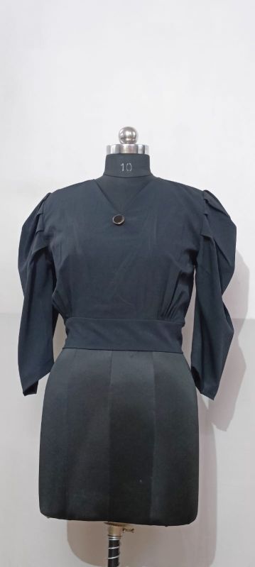 Ladies Fancy Black Short Top, Technics : Handloom
