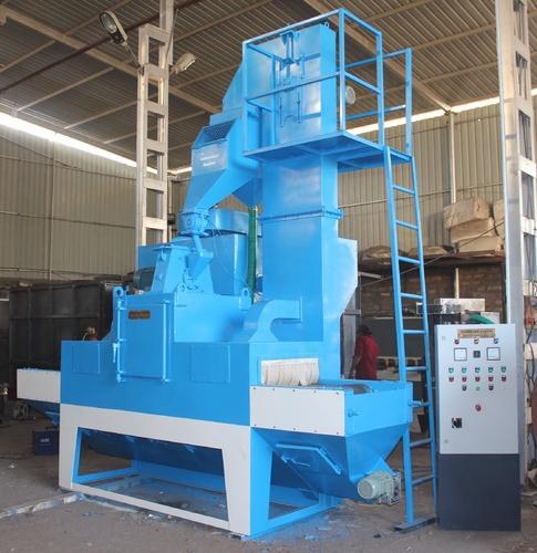 Blue Automatic paver block shot blasting machine, for Industrial