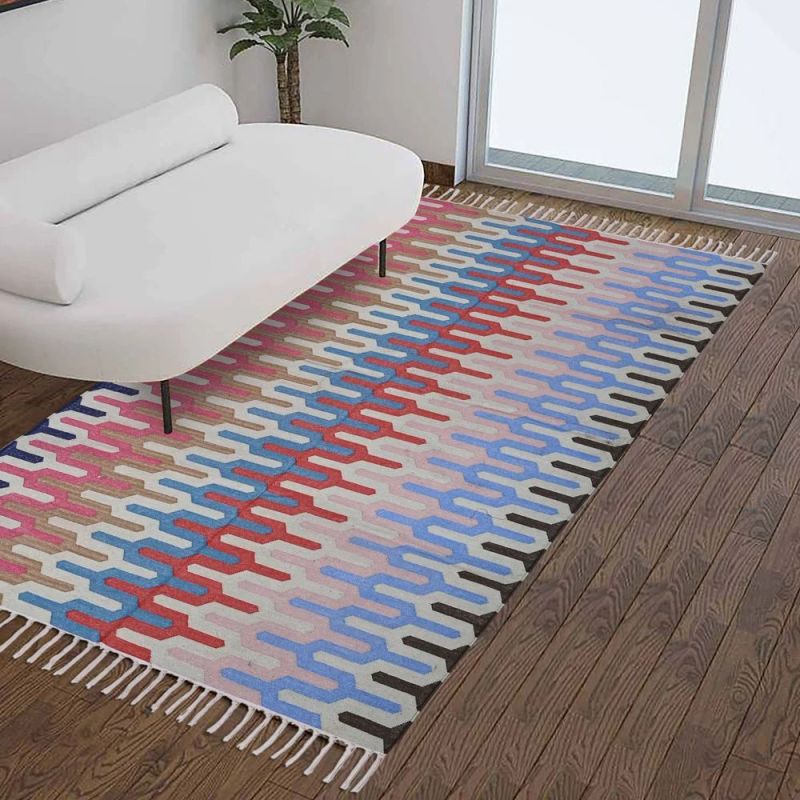 Multicolor Rectangular Cotton Kilim Rugs, for Living Room, Feature : Attractive Look, Nice Finish