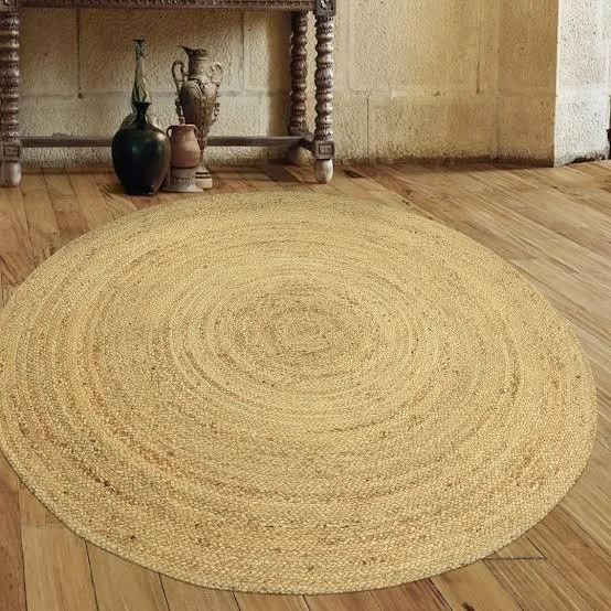 Round Jute Floor Rugs, Color : Light Brown