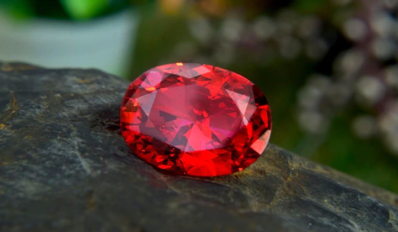 Red Ruby Glass Fill Rough Stone