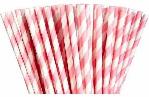 White pink paper straw, for Drinking, Packaging Type : Plastic Packet