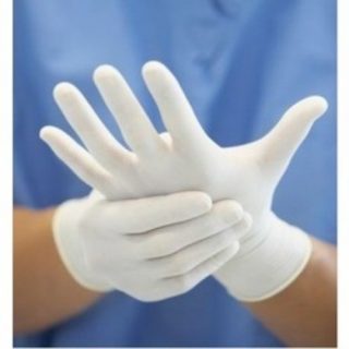 Patel Medifine White Plain Powdered Latex Gloves, For Clinical, Constructional, Hospital, Size : M