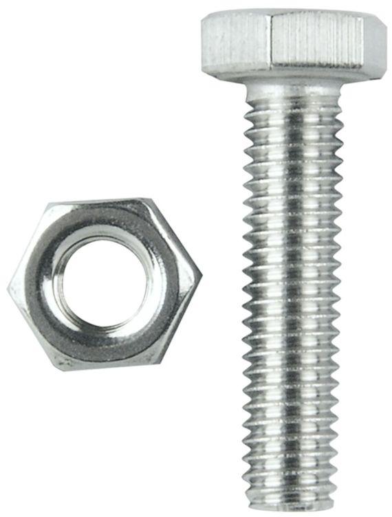Silver stainless steel hex nuts and bolts, Packaging Type : Cartoon