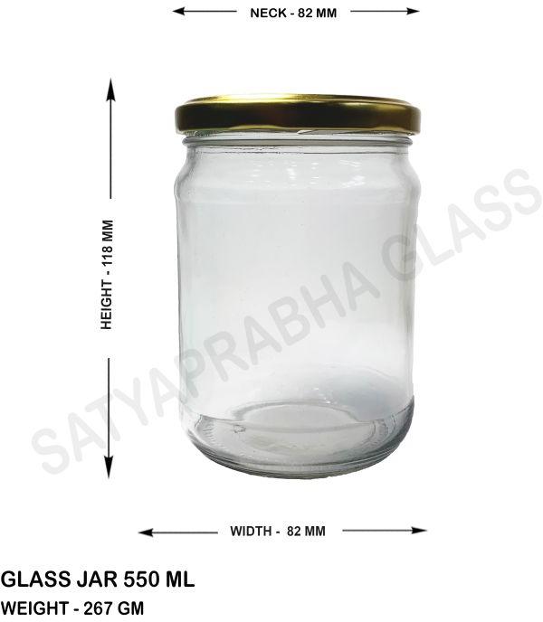 Golden Salsa Glass Jar 550 Ml, For Food Storage, Packaging Type