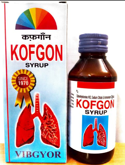 Liquid Vibgyor Kofgon Syrup, for Dry Cough, Wet Cough, Bottle Size : 100 Ml