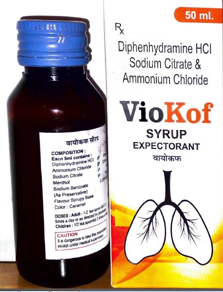 Vio Kof Expectorant Syrup, Plastic Type : Plastic Bottles