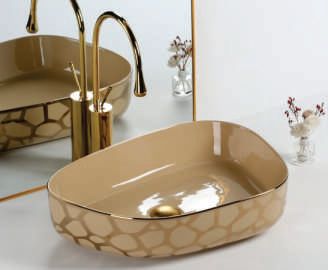 LEO40 Ceramic Table Top Wash Basin, for Home, Hotel, Office, Restaurant, Size : 550X420X140MM