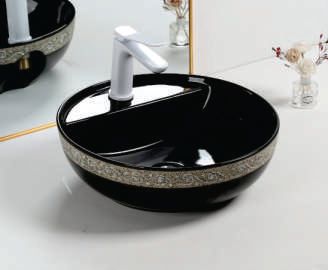 LRO39 Ceramic Table Top Wash Basin, for Home, Hotel, Office, Restaurant, Size : 420X420X130MM