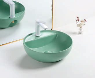 LROG8 Ceramic Table Top Wash Basin, for Home, Hotel, Office, Restaurant, Size : 420x420x130MM