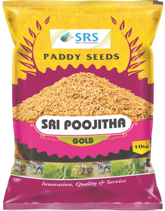 Sri Pujitha Gold Paddy Seeds, for Agriculture, Packaging Type : Plastic Packet