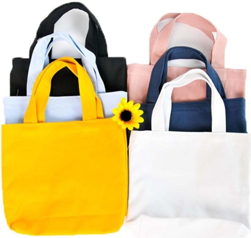 Plain Colored Canvas Tote Bags for Shopping, Grocery