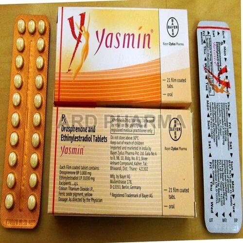 Yasmin Drospirenone And Ethinylestradiol Tablets, Packaging Type : Box