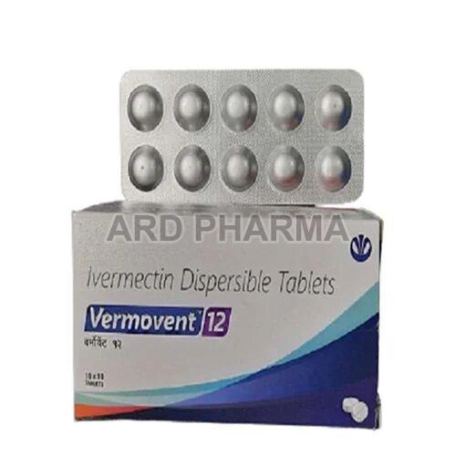 Vermovent Ivermectin Dispersible 12mg Tablets, Packaging Size : 10*10 Box