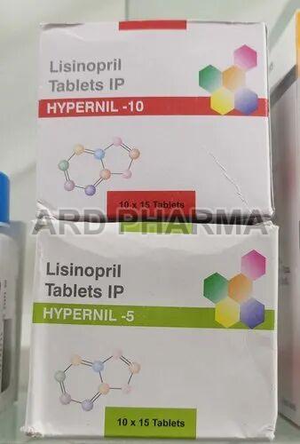 Hypernil Lisinopril Tablets, for High Blood Pressure, Packaging Type : Box