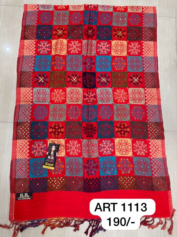 ART1113 Block Print Woolen Stole, Feature : Anti-Wrinkle, Breathable, Comfortable