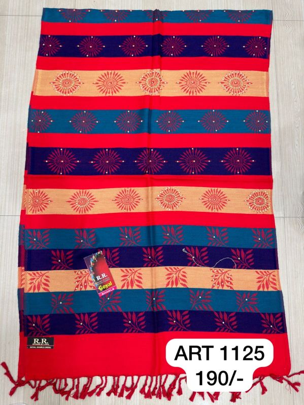 Carved ART1125 Stylish Woolen Stole, Packaging Type : Poly Bag