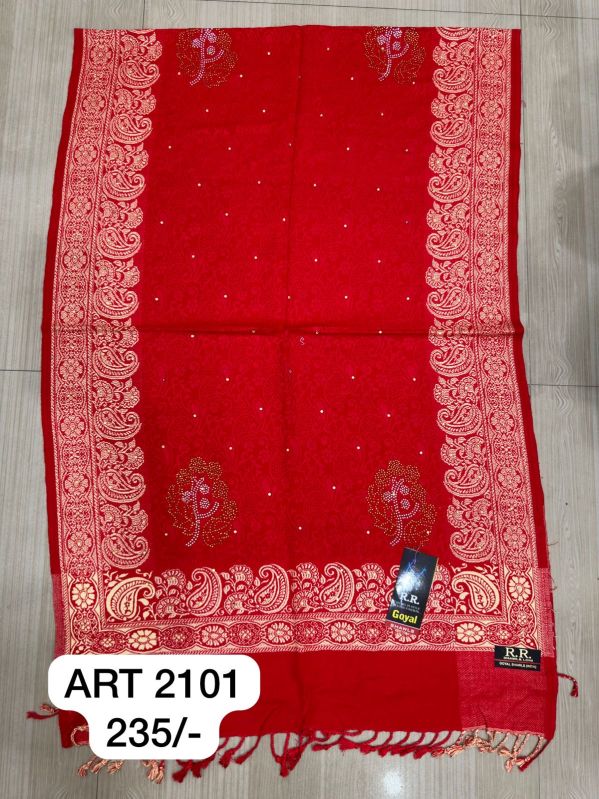 Embroidered ART2101 Stylish Woolen Shawl, Packaging Type : Plastic Bag