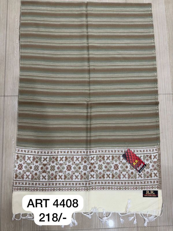 Embroidered ART4408 Strips Woolen Shawl, Packaging Type : Plastic Bag