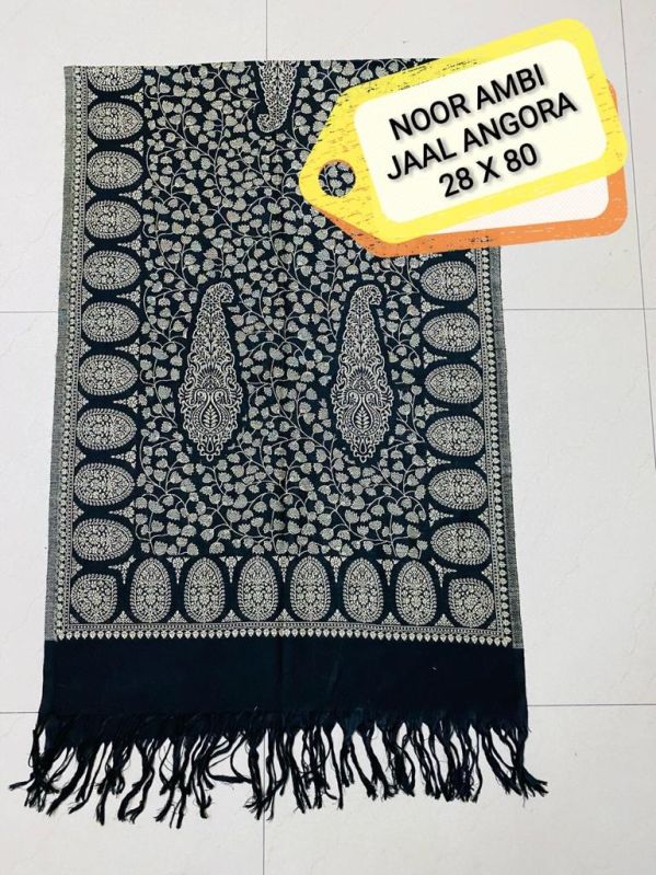 Noor Ambi Jaal Angora Wool Shawl, Size : 28x80 Inch