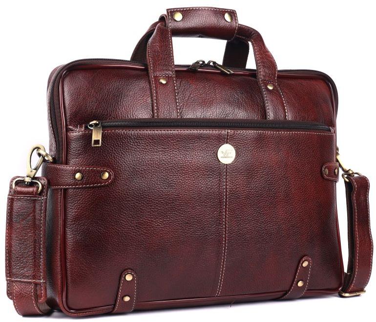 Wildhid Brown Plain Mens Leather Bags, For Travelling, Office, Gender : Unisex