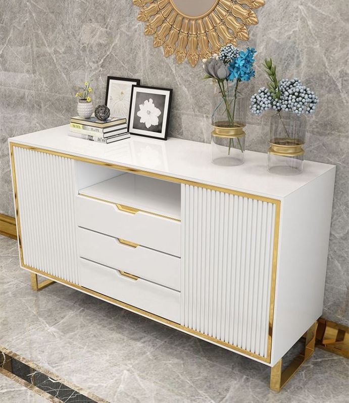 White and Golden Sideboard Cabinet, Feature : Dust Proof, Fine Finished, Hard Structure, Termite Proof