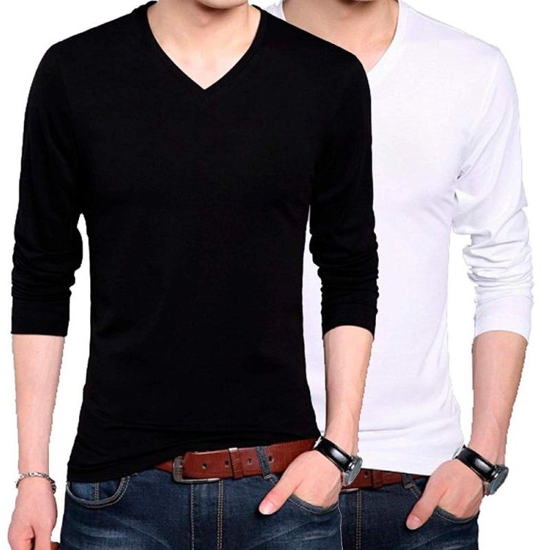 Mens Full Sleeve V Neck T-Shirts, Size : Standard