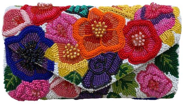 Rectangular Colorful Beaded Artistry Clutch, for Party, Casual, Inner Material : Cotton