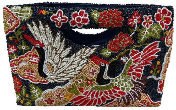 Vibrant Bird & Flower Embroidery Bag