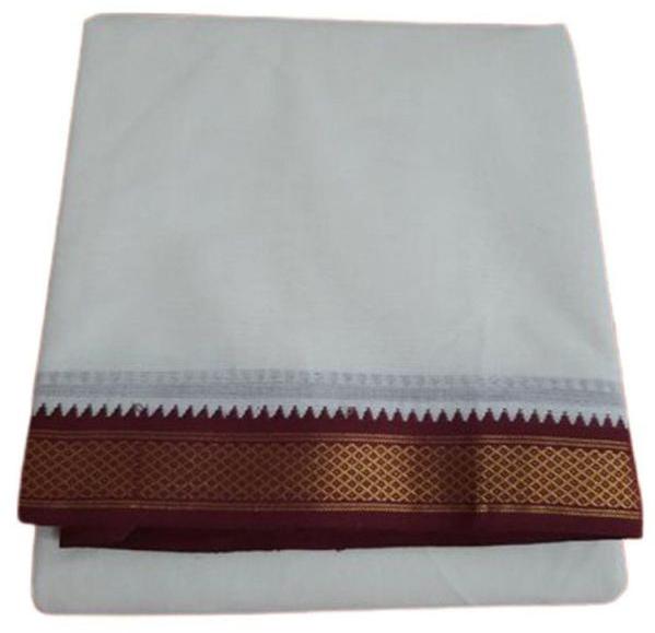 White 5 Mayil Kan Cotton Dhoti, for Groom Wear, Size : 9x5m