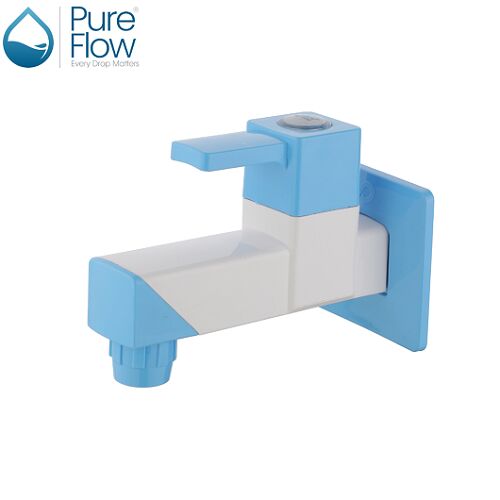 White-Blue PureFlow PTMT Water Tap, Size : 20 MM