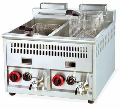 Silver 16 Litre Double Gas Fryer, for Commercial