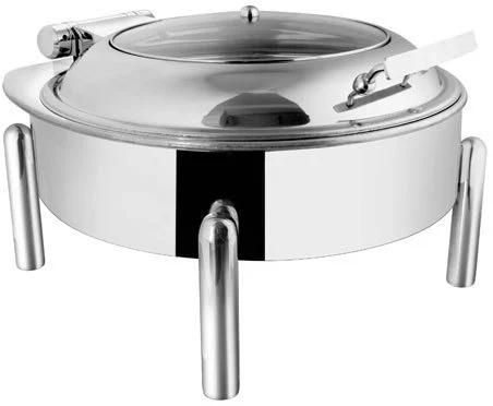 Stainless Steel Round Glass Lid Electric Chafer