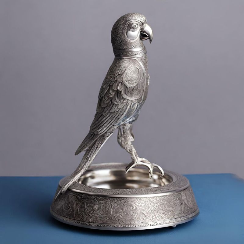 Silver Handcrafted Parrot
