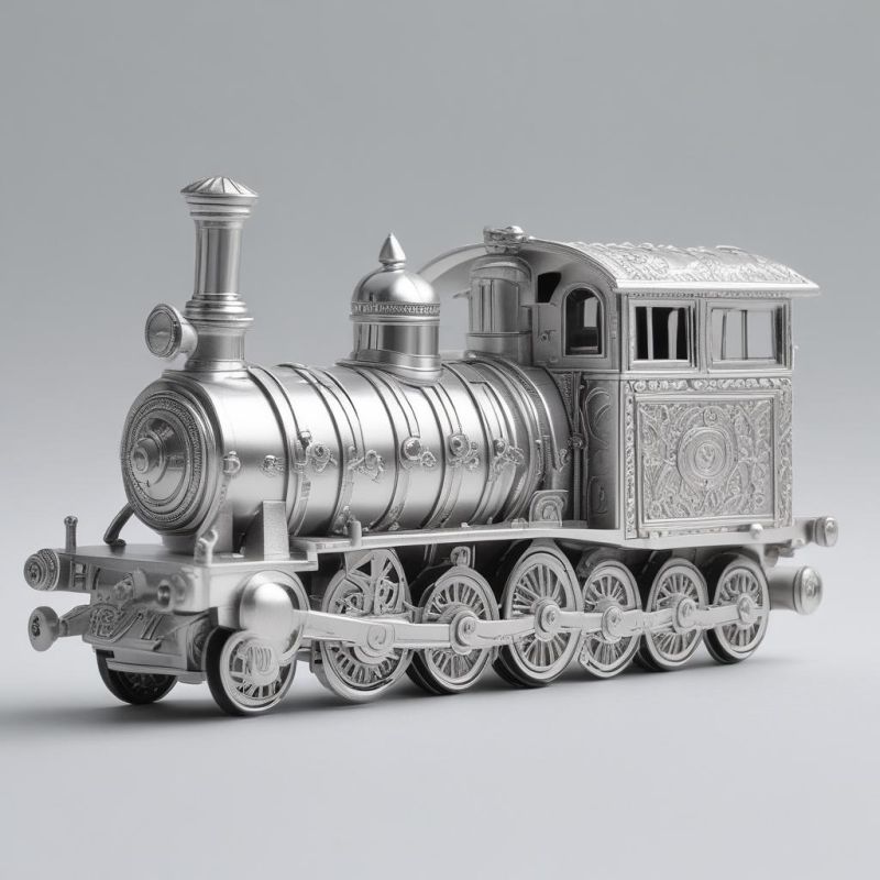 Silver Handcrafted Train Engine with English Design