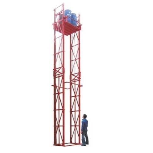 Red Double Mast Hydraulic Goods Lift, Voltage : 220V