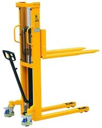 Yellow Semi Automatic Hydraulic Stacker Lift