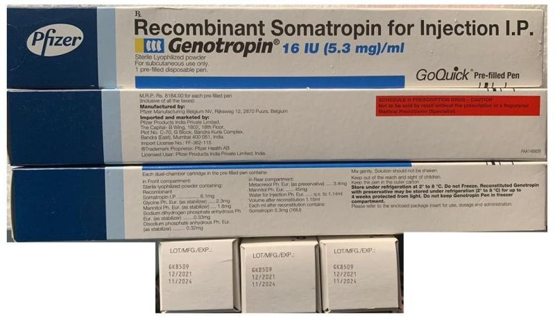 Injection Genotropin 16 Iu (5.3 Mg) Injecton, For Hormone Therapy, Composition : Somatostatin