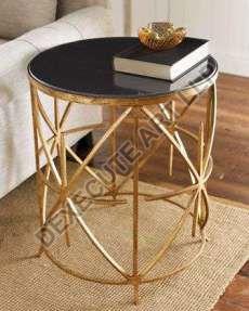 Black European Style Round Marble Top Table, Feature : Unique Design, Fine Finished