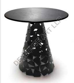 Artact Round Polished Metal Matt Black Side Table, for Hotel, Home