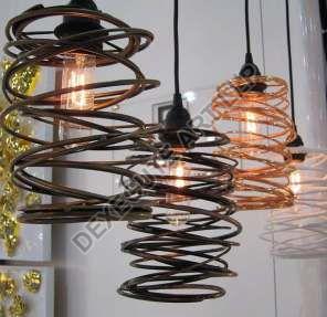 Electric Raw Metal Copper Finsih Spiral Decorative Hanging Light, for Home Use, Hotel, Restaurant