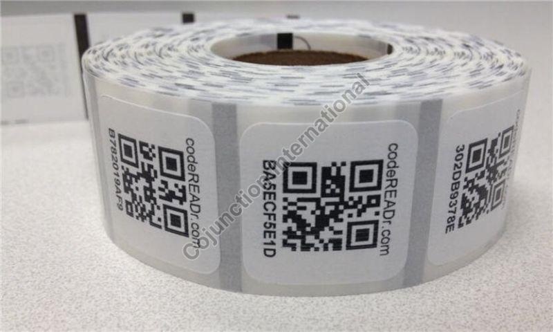 Plain Glossy Lamination Laser Cutting Paper QR Code Label, Packaging Type : Roll