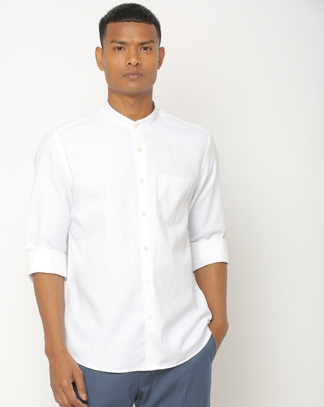 Plain Cotton Mens Chinese Collar Shirt, Occasion : Party Wear, Casual Wear, Formal Wear