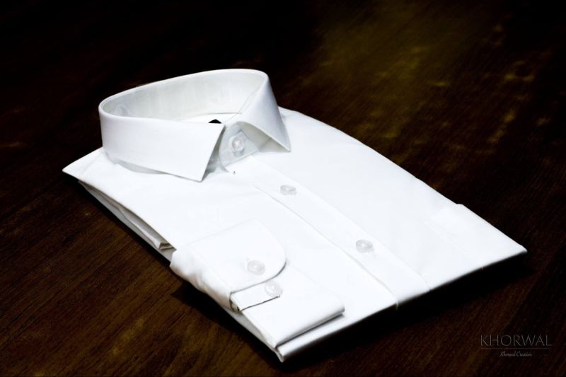 Plain Collar Neck Cotton Mens White Formal Shirt, Speciality : Breathable, Anti-Shrink