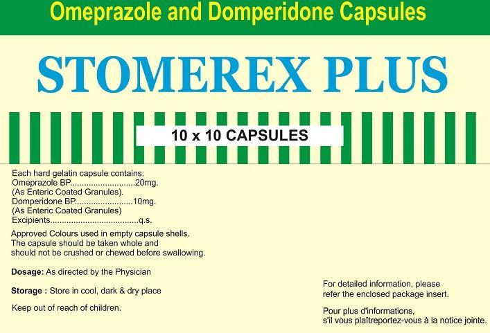 Stomerex Plus Omeprazole and Domperidone Capsules, Packaging Type : Blister Packing