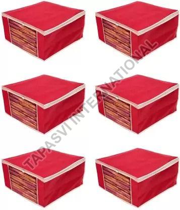 6 Pcs Combo Red Plain Storage Bag