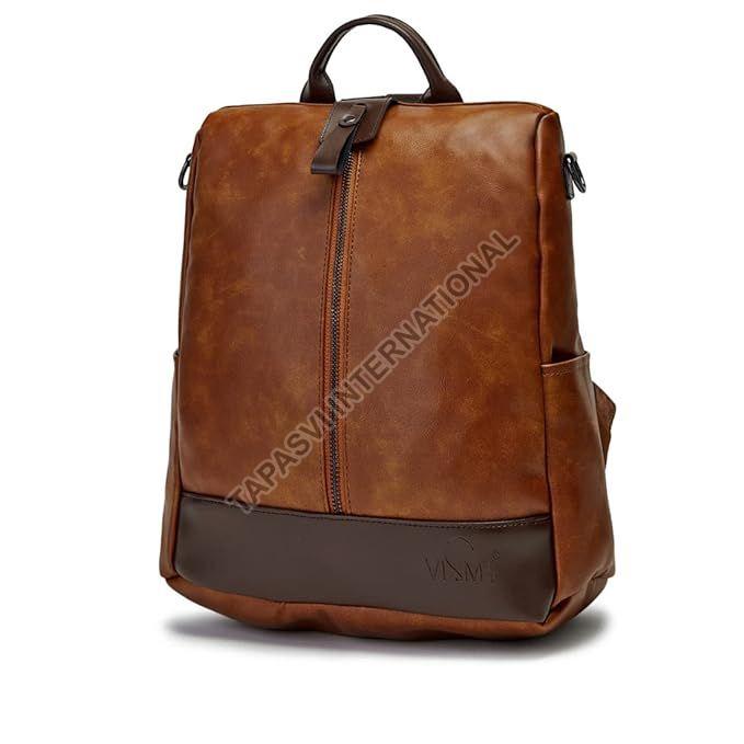 Rexine Brown Stylish School Backpack, Capacity : 15 Kg