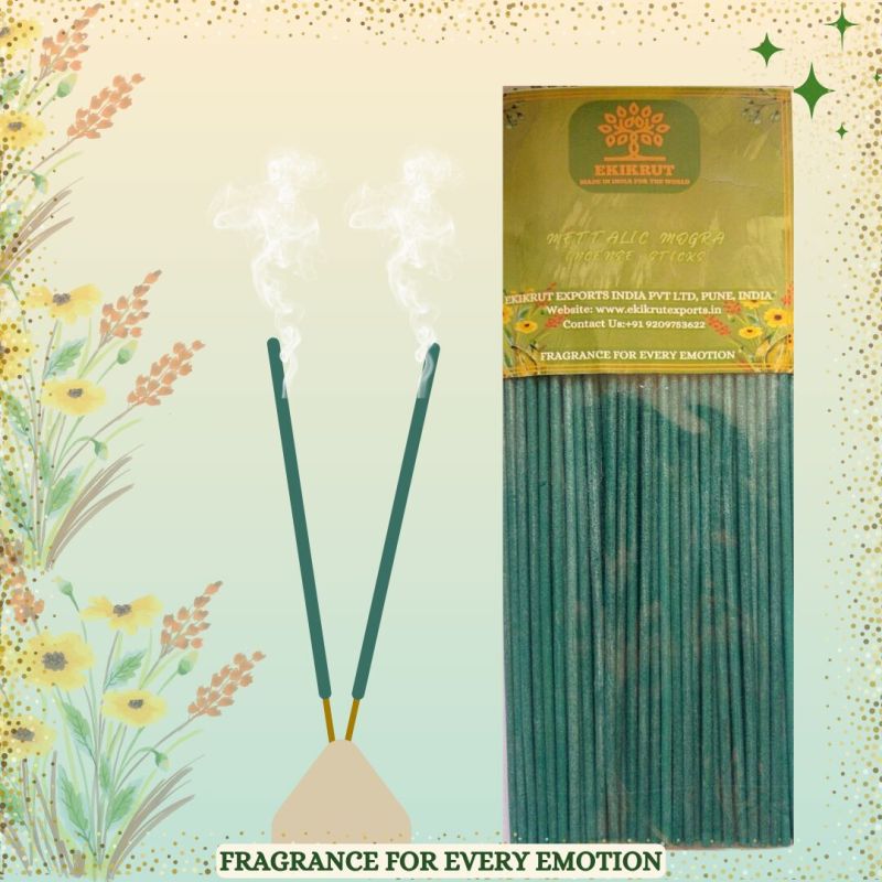 Green EKIKRUT Metallic Mogra Incense Sticks, for Temples, Religious, Length : 5-10 Inch-10-15 Inch